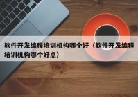 软件开发编程培训机构哪个好（软件开发编程培训机构哪个好点）